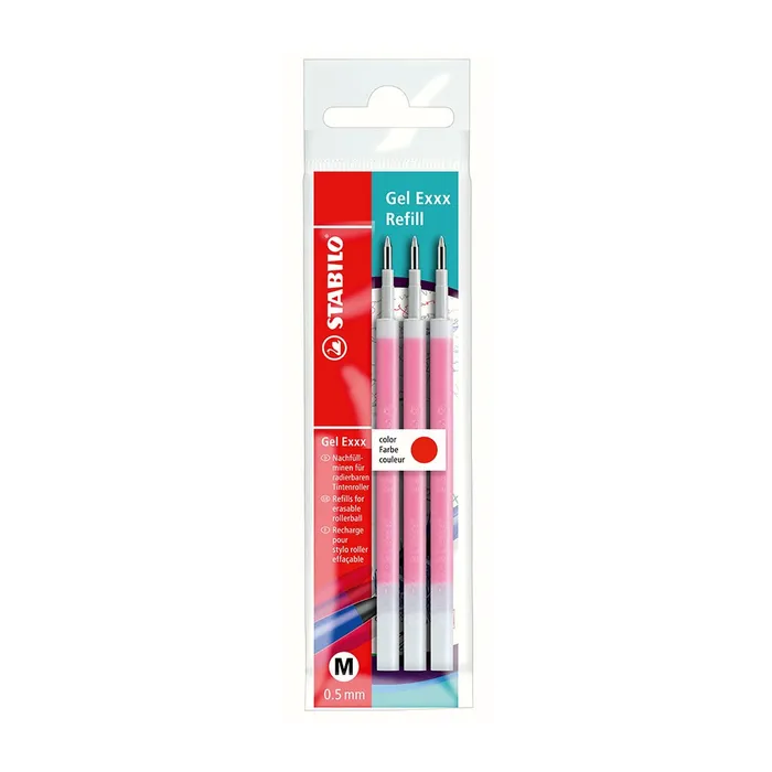 Hlavný obrázok produktu Náplň do rolleru "Gel Exxx", červená, 0,5 mm, gumovací, STABILO [3 ks]
