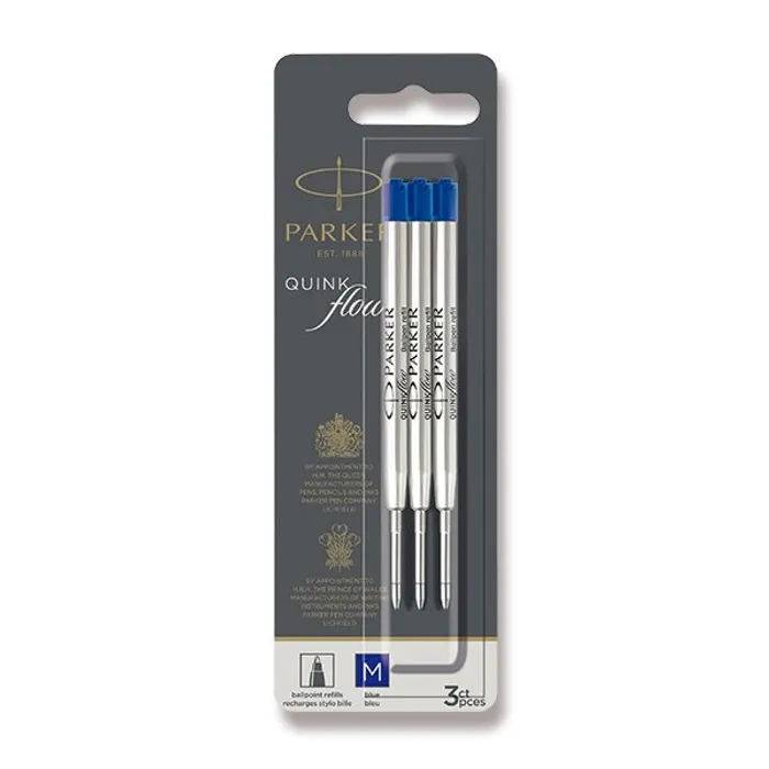 Hlavný obrázok produktu Náplň Parker QuinkFlow do kuličkové tužky M, modrá, 3 ks