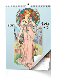 Nástenný poznámkový kalendár A3 - Alfons Mucha 2027