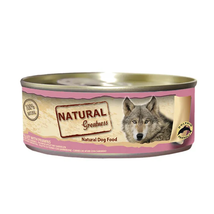 Hlavný obrázok produktu Natural Greatness filet tuňák+krevety, konzerva pro psy 156 g