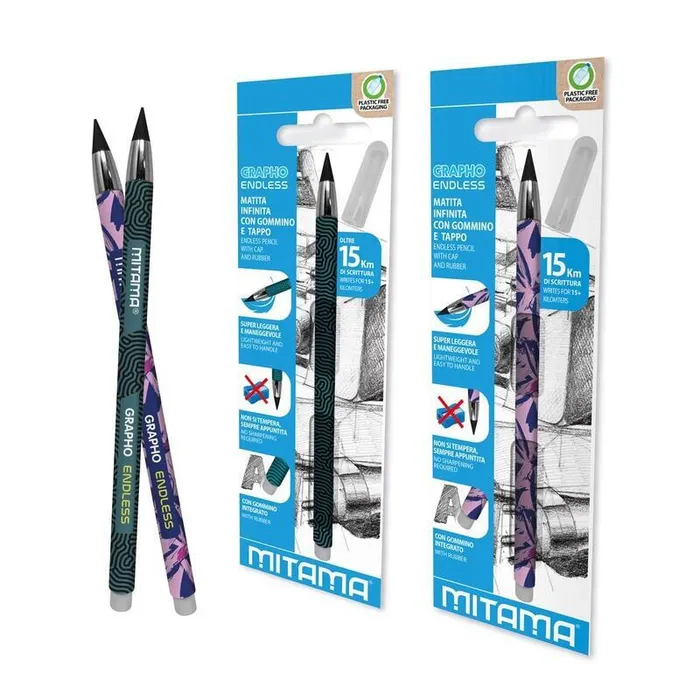 Hlavný obrázok produktu Nekonečná tužka s gumou, zelená, s víčkem, MITAMA 62980-90163