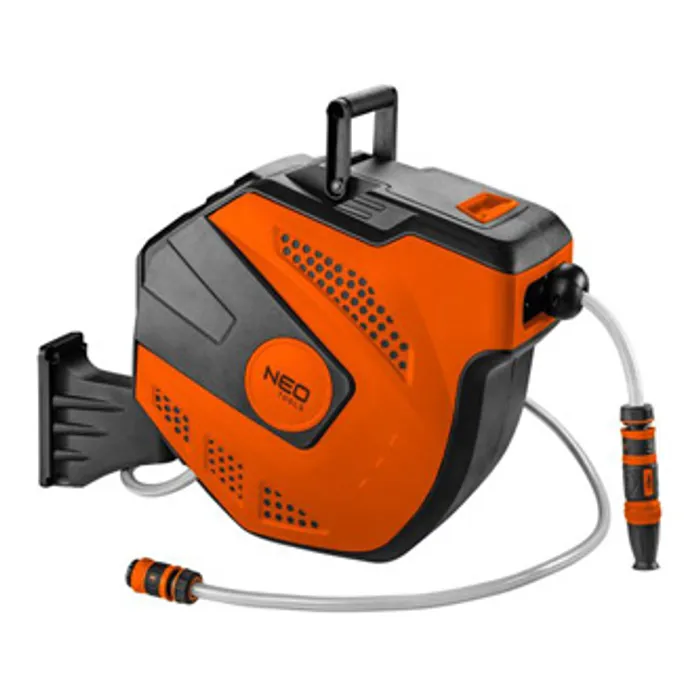 Hlavný obrázok produktu NEO TOOLS box s navijákem včetně zahradní hadice, 20+2m, 10bar, oranžovo-černý, 15-891