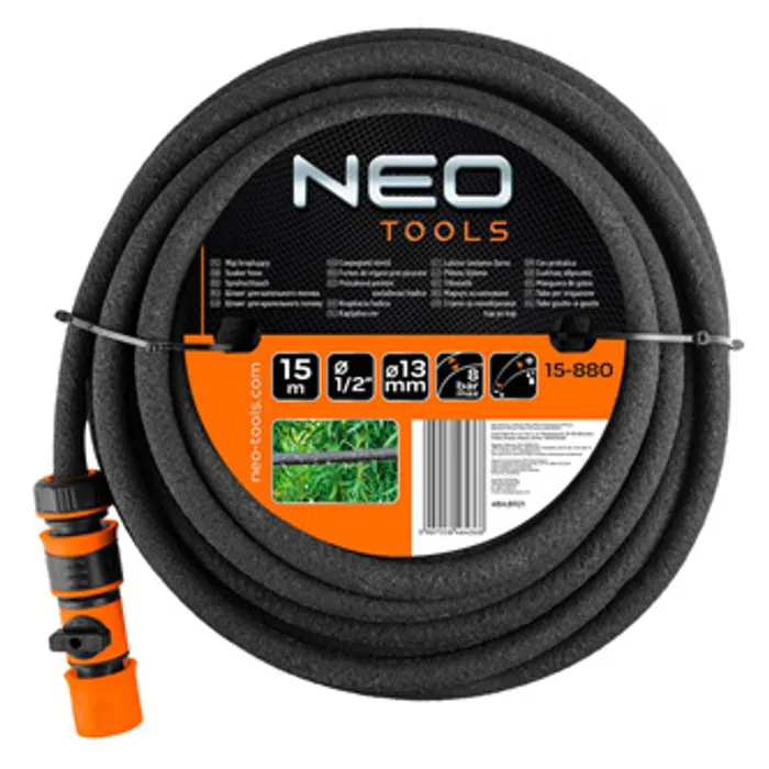 Hlavný obrázok produktu NEO TOOLS odkapávací hadice 15m, 1/2", 8bar, černá, 15-880