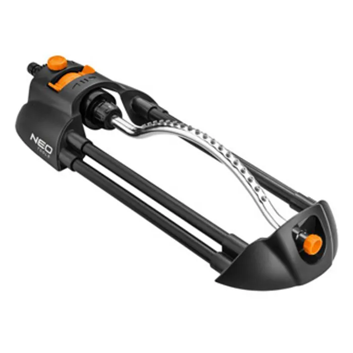 Hlavný obrázok produktu NEO TOOLS oscilační postřikovač, 18 trysek pro plochu až 14x19m, 1/2" i 3/4", oranžovo-če