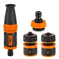NEO TOOLS sada rozprašovač, 2 rýchlospojky prípojka na kohútik, 1/2, oranžovo-čierna, 15
