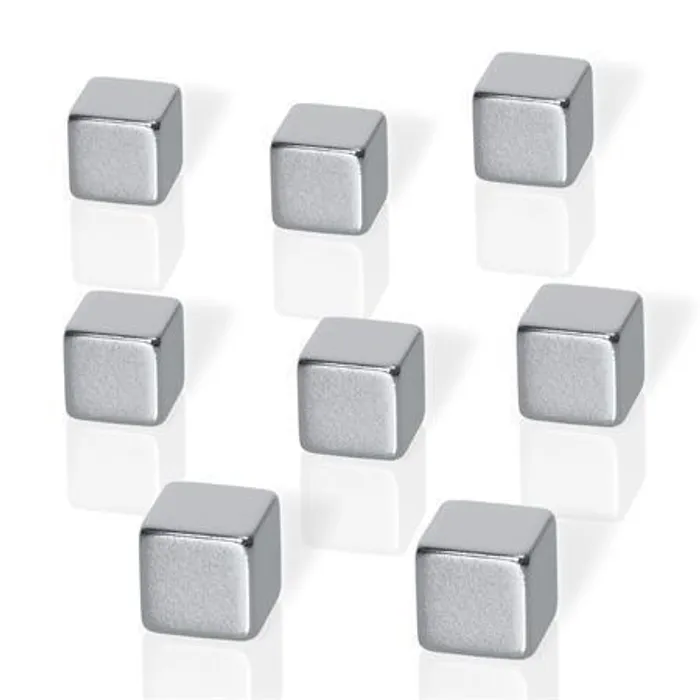 Hlavný obrázok produktu Neodymové magnety, tvar kostky, stříbrná, 10x10x10 mm, 8 ks, BE!BOARD
