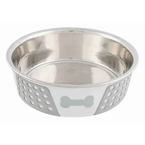 Nerezová miska so silikónovým opláštením, bielo/sivá 0,4 l/ o 14 cm