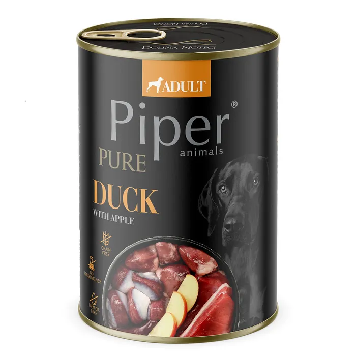 Hlavný obrázok produktu NEW PIPER PURE kachna s jablky, konzerva pro psy 400 g