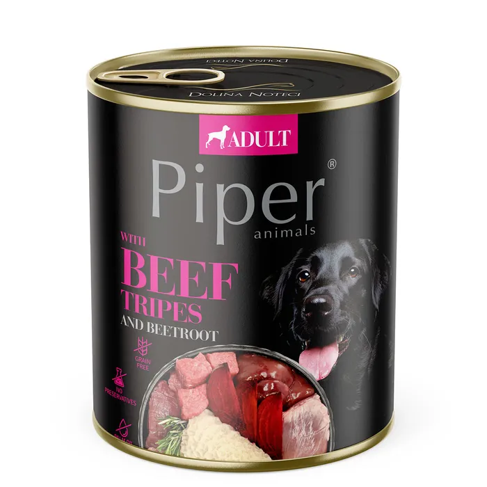 Hlavný obrázok produktu NEW PIPER s hovězími žaludky a červenou řepou, konzerva pro psy 800g