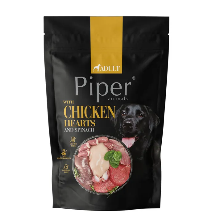 Hlavný obrázok produktu NEW PIPER s kuřecími srdíčky a špenátem, kapsička pro psy 500 g