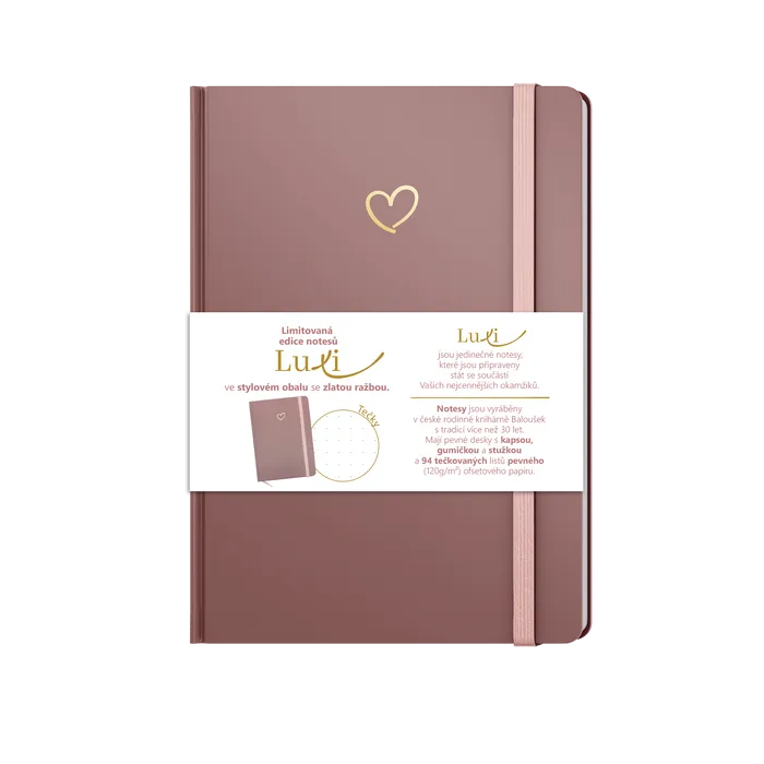 Hlavný obrázok produktu Notes Luxi tečky - A5 - lamino - starorůžová