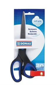 Nožnice kancelárske, 20 cm, DONAU Soft Grip, modro-čierne