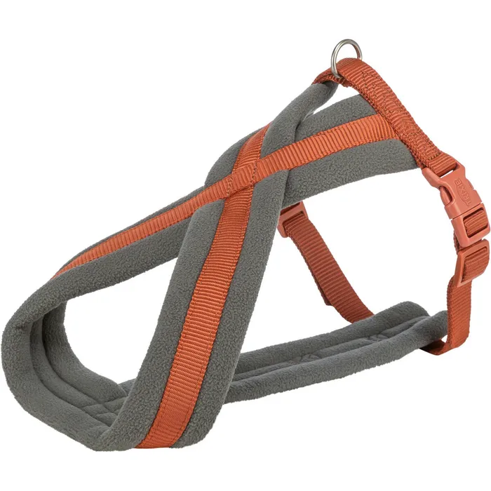 Hlavný obrázok produktu Nylonový postroj PREMIUM podšitý, rezavá/grafit M:hruď:45-80cm/25mm