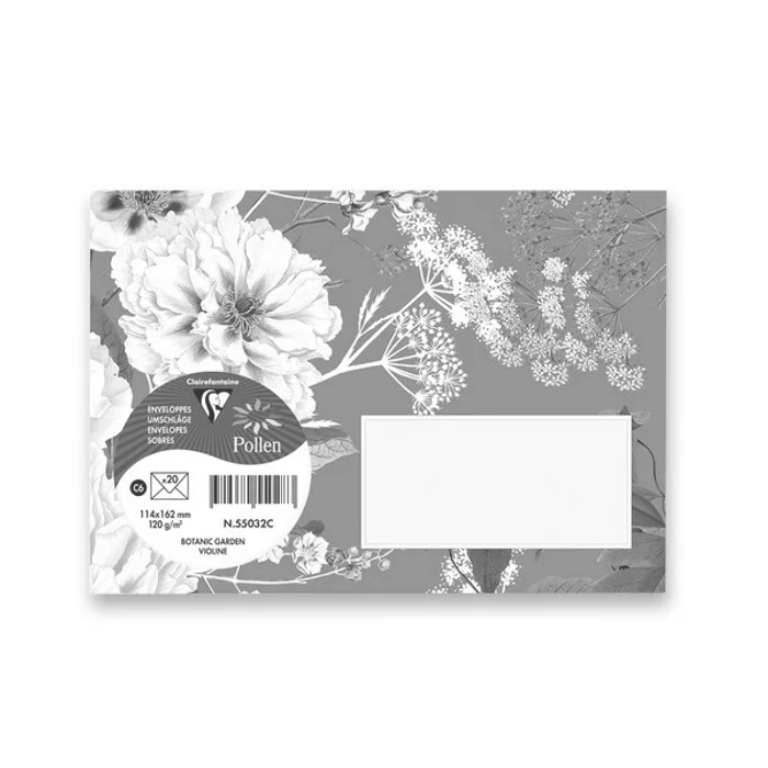 Hlavný obrázok produktu Obálka Clairefontaine Botanic Garden C6, olizová, 20 ks fialová