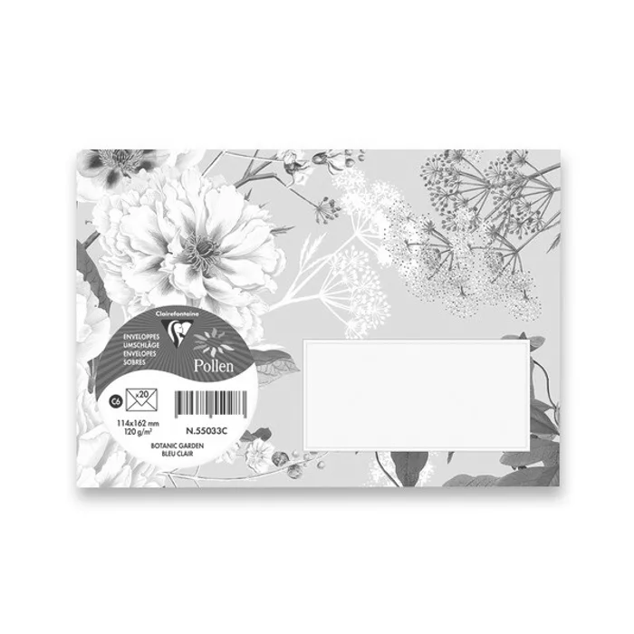 Hlavný obrázok produktu Obálka Clairefontaine Botanic Garden C6, olizová, 20 ks sv. modrá