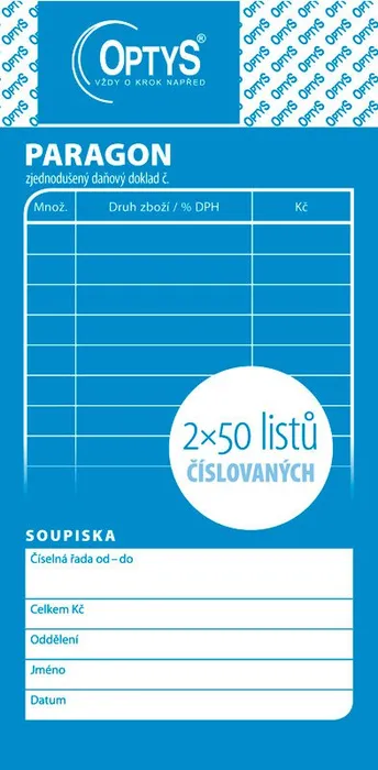 Hlavný obrázok produktu Obchodní paragon, číslovaný, 2 x 50 listů 1092
