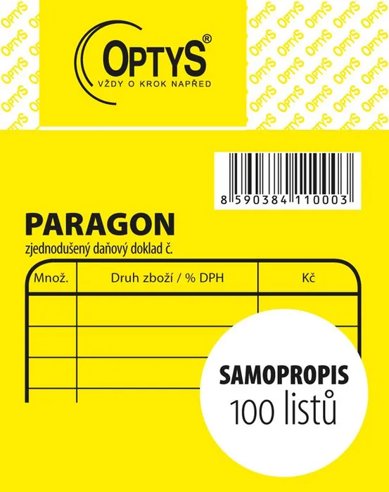 Hlavný obrázok produktu Obchodní paragon, samopropisovací, 7,5 x 9,5 cm 1100