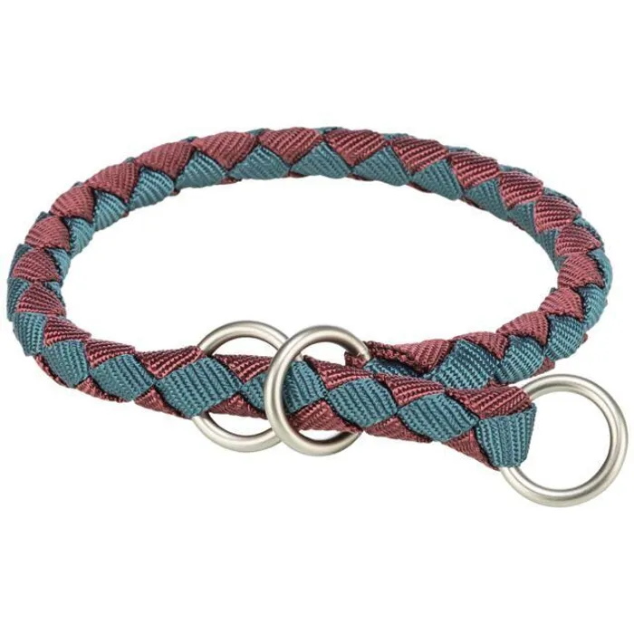 Hlavný obrázok produktu Obojek CAVO kulatý polostahovací, sangria/petrolejováS-M: 35-41cm/ o12mm