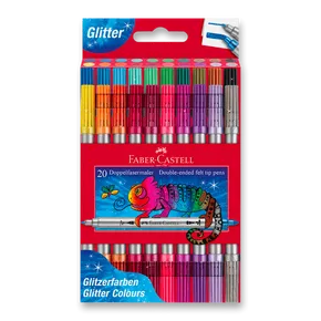 Obojstranné detské fixy Faber-Castell Glitter - 20 ks