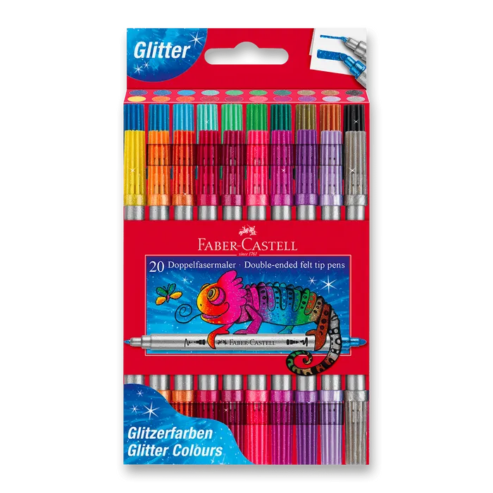 Hlavný obrázok produktu Oboustranné dětské fixy Faber-Castell Glitter - 20 ks