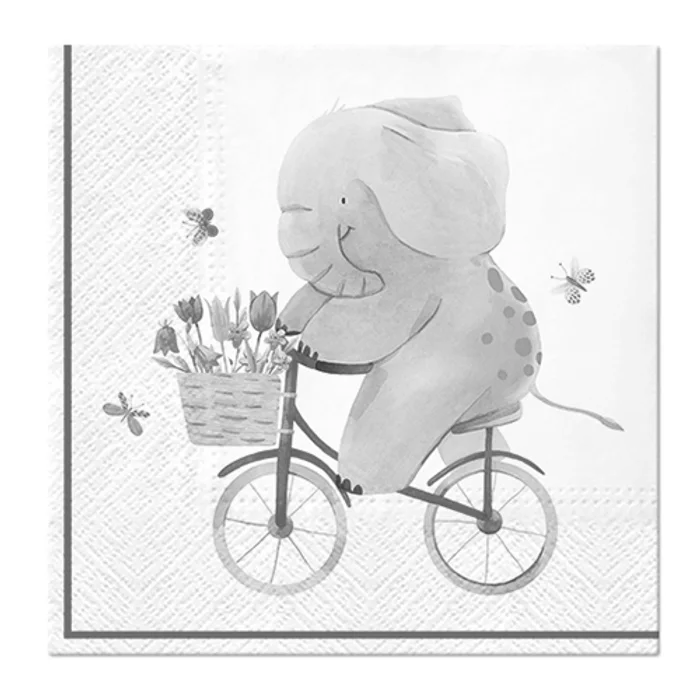 Hlavný obrázok produktu Obrúsky PAW L 33x33cm Elephant on Bike