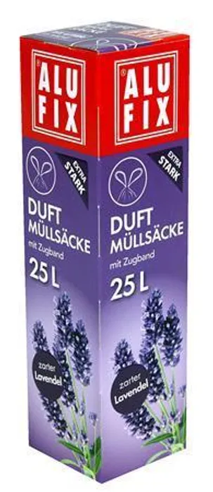 Hlavný obrázok produktu Odpadkové pytle, zatahovací s vůní, 25 l, 15 ks, levandule, ALUFIX