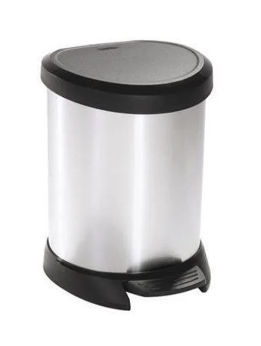 Hlavný obrázok produktu Odpadkový koš, černá/stříbrná, pedálový, plastový, 5 l, CURVER