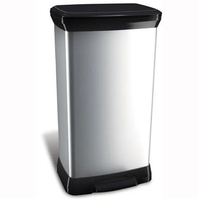 Hlavný obrázok produktu Odpadkový koš, pedálový, plastový, 50 l, CURVER, černo/stříbrný