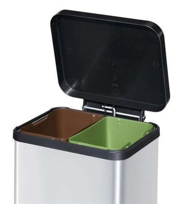 Hlavný obrázok produktu Odpadkový koš pro tříděný odpad, kovový, 2x11 litrů, VEPA BINS, šedý