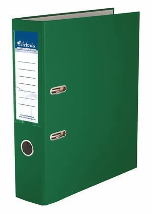 Hlavný obrázok produktu Pákový pořadač "Basic", zelený, 75 mm, A4, s ochranným spodním kováním, PP/karton, VICTORI