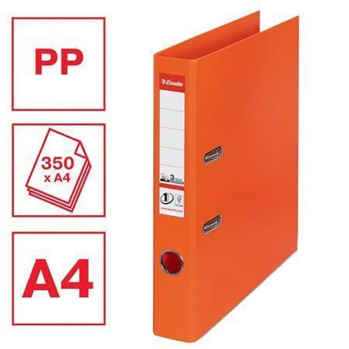 Hlavný obrázok produktu Pákový pořadač "Standard", ochranné spodní kování, oranžová, 50 mm, A4, PP, ESSELTE