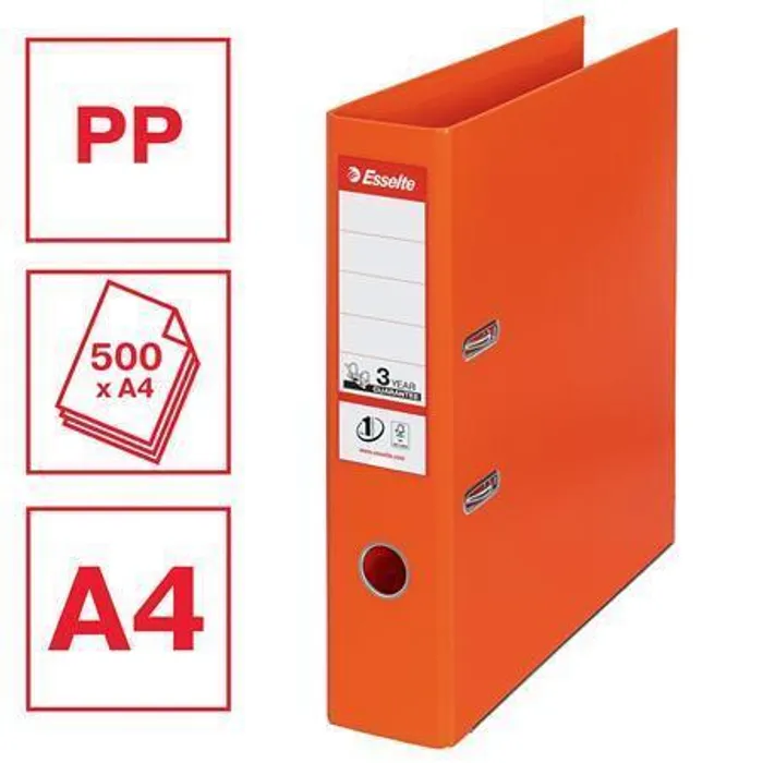 Hlavný obrázok produktu Pákový pořadač "Standard", ochranné spodní kování, oranžová, 75 mm, A4, PP, ESSELTE