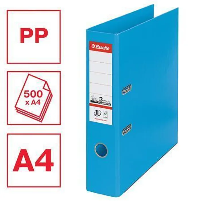 Hlavný obrázok produktu Pákový pořadač "Standard", ochranné spodní kování, světlemodrá, 75 mm, A4, PP, ESSELTE