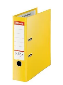 Zakladač pákový Standard Plus, ochranné spodné kovanie, Vivida žltá, 80 mm, A4, PP, ESSEL