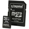 Karta pamäťová Micro SD, 4 GB, trieda 4, s adaptérom, KINGSTON