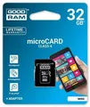 Karta pamäte Micro SDHC, 32 GB, trieda 4, s adaptérom, GOODRAM