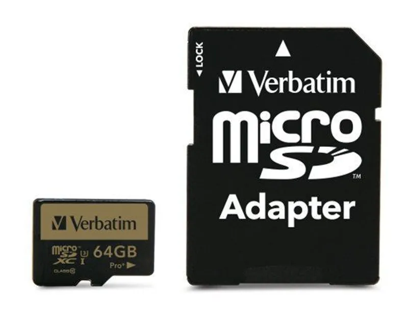Hlavný obrázok produktu Paměťová karta, microSDHC, 64GB, Class 10 UHS I, s adaptérem, VERBATIM "PRO+"