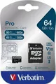 Pamäťová karta, microSDXC, 64GB, Class 10 USH-I, s adaptérom, VERBATIM PRO