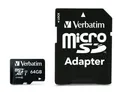 Pamäťová karta, microSDXC, 64GB, Class 10 USH-I, s adaptérom, VERBATIM PRO