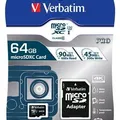Ďalší obrázok produktu Pamäťová karta, microSDXC, 64GB, Class 10 USH-I, s adaptérom, VERBATIM PRO