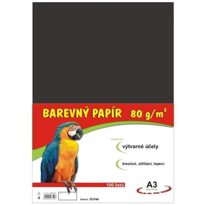 Hlavný obrázok produktu papír pro výtvarnou výchovu A3/100/80g černý