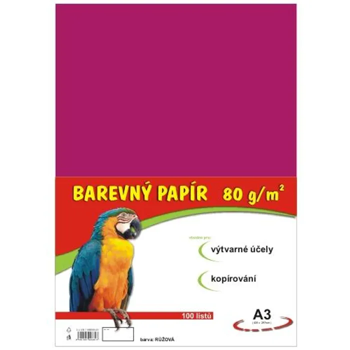 Hlavný obrázok produktu papír pro výtvarnou výchovu A3/100/80g růžový