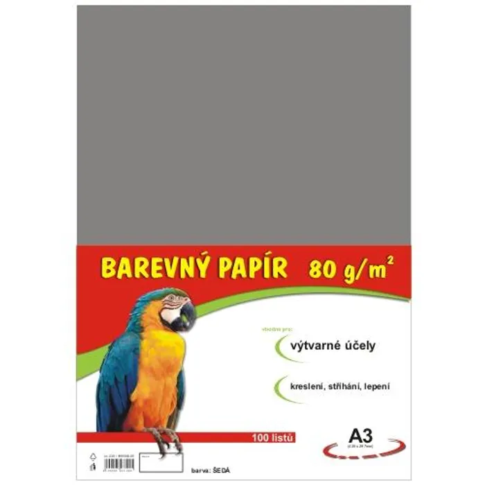 Hlavný obrázok produktu papír pro výtvarnou výchovu A3/100/80g šedý