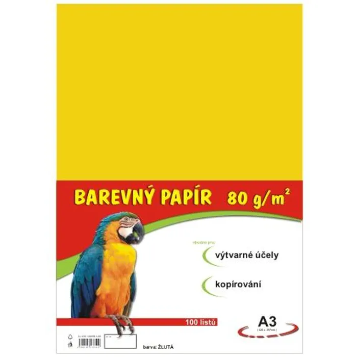 Hlavný obrázok produktu papír pro výtvarnou výchovu A3/100/80g žlutý