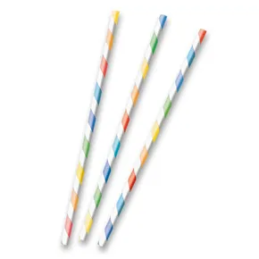 Papierové slamky s prúžkami pastelové [12 ks]