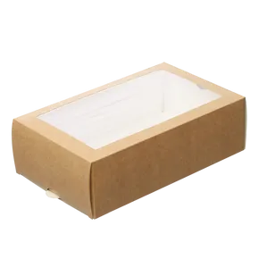 Papierová krabička EKO na makrónky 180x110x55 mm hnedá s okienkom [50 ks]