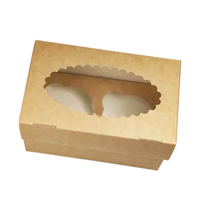 Papierová krabička EKO na muffiny 100x160x100 mm hnedá s okienkom [25 ks]