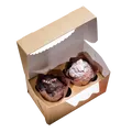 Papierová krabička EKO na muffiny 100x160x100 mm hnedá s okienkom [25 ks]