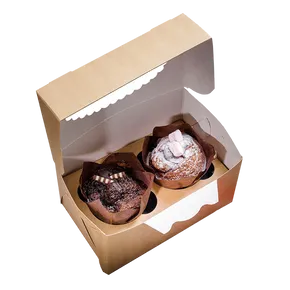 Papierová krabička EKO na muffiny 100x160x100 mm hnedá s okienkom [25 ks]