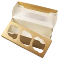 Ďalší obrázok produktu Papierová krabička EKO na muffiny 250x100x100 mm hnedá s okienkom [25 ks]